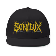 Load image into Gallery viewer, Sonilux - Black Metal Logo Flat Hat Cap