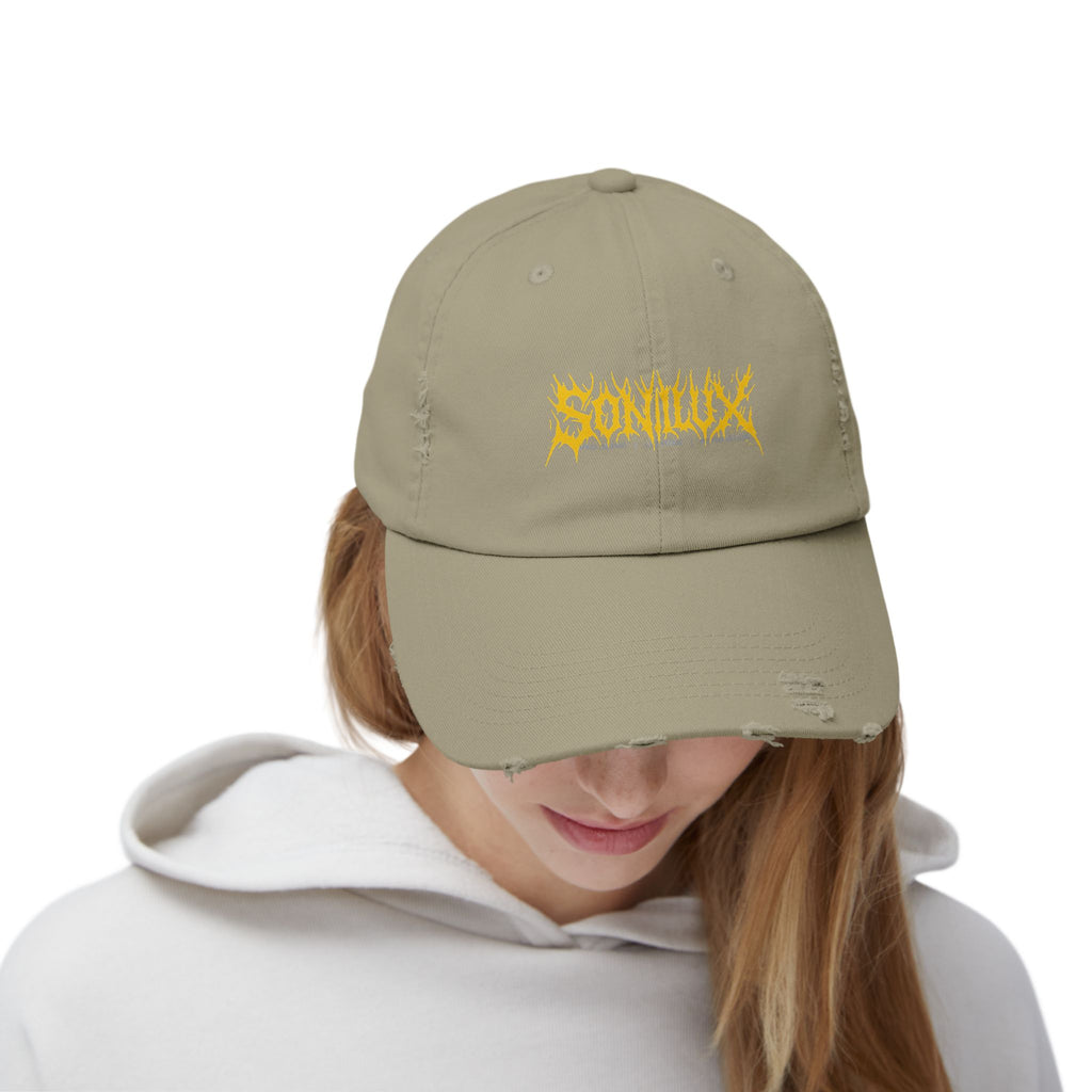 Sonilux - Distressed Dad Hat - Black Metal Logo