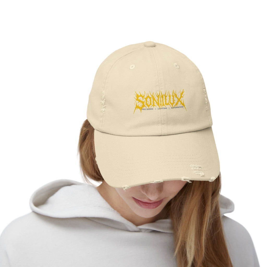 Sonilux - Distressed Dad Hat - Black Metal Logo