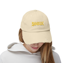 Load image into Gallery viewer, Sonilux - Distressed Dad Hat - Black Metal Logo