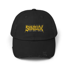Load image into Gallery viewer, Sonilux - Distressed Dad Hat - Black Metal Logo