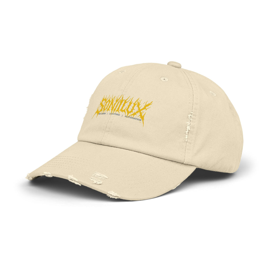 Sonilux - Distressed Dad Hat - Black Metal Logo