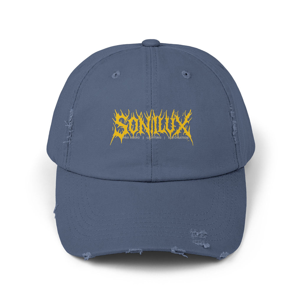 Sonilux - Distressed Dad Hat - Black Metal Logo