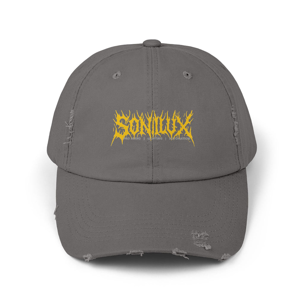 Sonilux - Distressed Dad Hat - Black Metal Logo