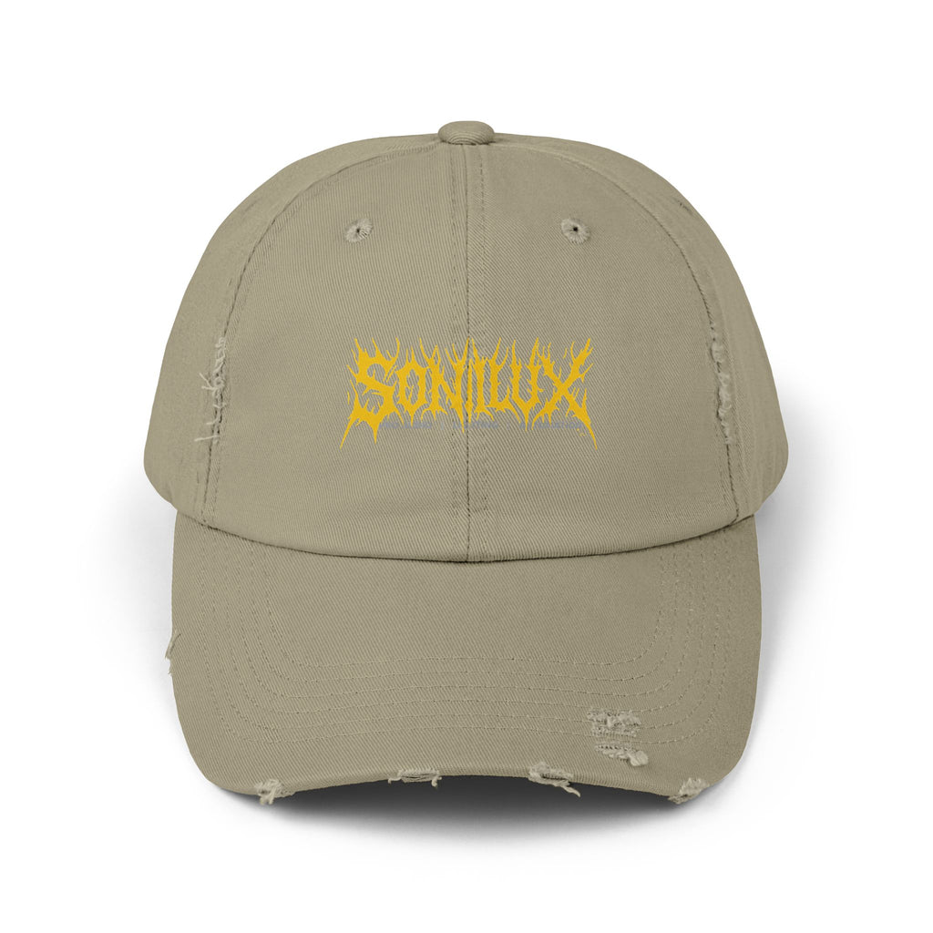 Sonilux - Distressed Dad Hat - Black Metal Logo