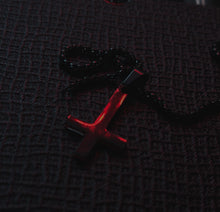 Load image into Gallery viewer, SKYR Satanic Inverted Cross Necklace - Black with Red Bevel