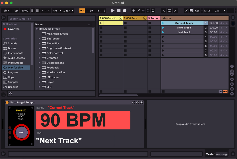 Next Song Trigger & BPM Viewer - Ableton Max 4 Live