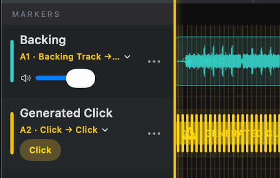 BackTrack click source and count-in settings