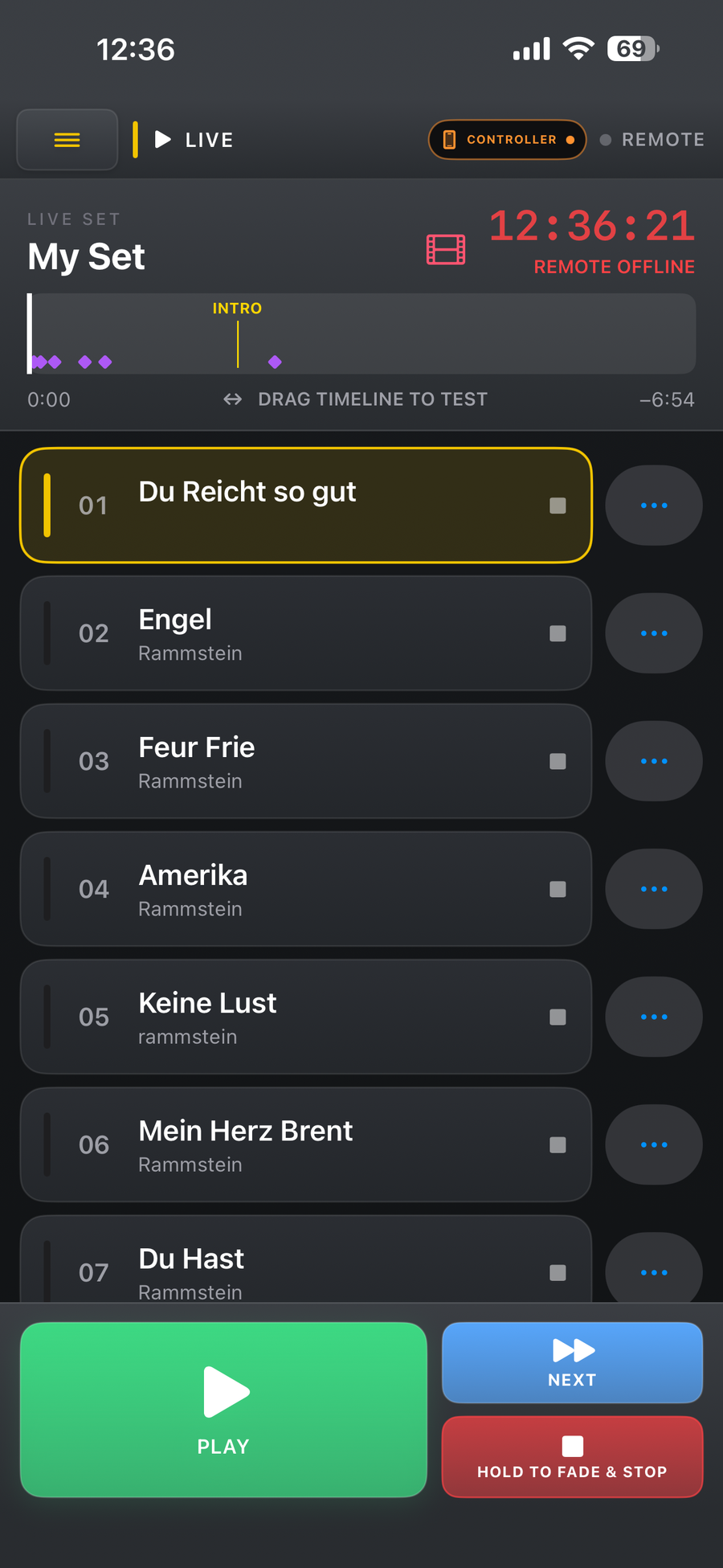 BackTrack remote control running on iPhone